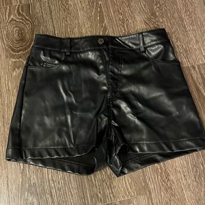 Black leather shorts